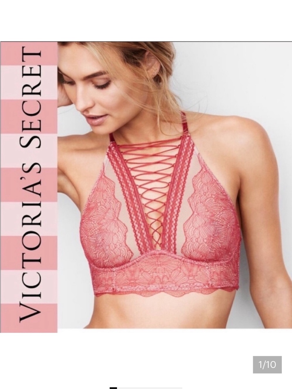 NEW•VICTORIA’S SECRET• Unique Terra Cotta Lace Up Bralette• M